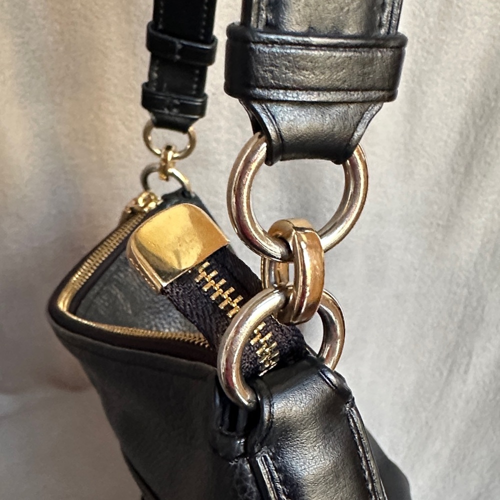 Coach Mae Black Pebbled Leather Large Crossbody File Bag - Picture 15 of 15